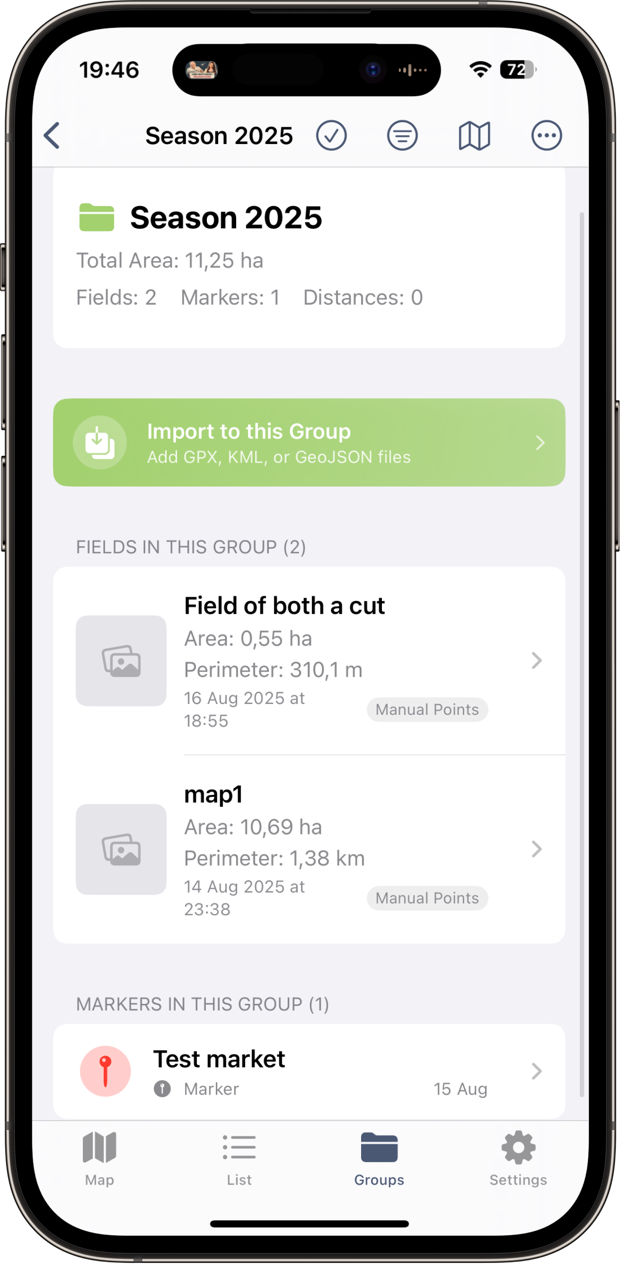 Satellite view of property showing measured fence line perimeter